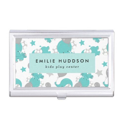 Blue Elephants Kids Play Center Activity Center Business Card Case