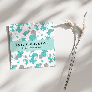 Blue Elephants, Kids Play Center, Activity Center Square Business Card