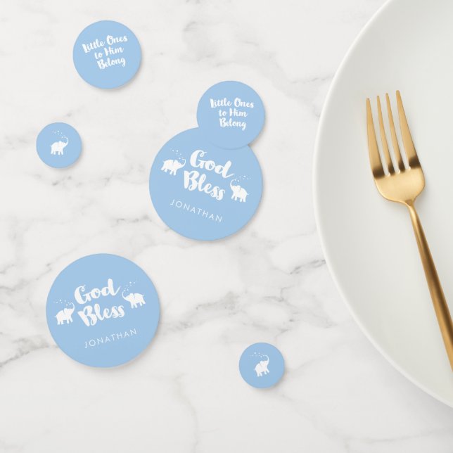 Blue Elephants Little Ones to Him Belong Baptism Confetti (Group)