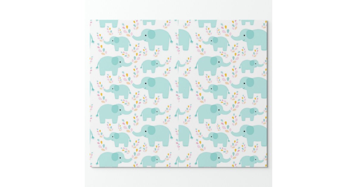 Blue Elephants Nursery Print Wrapping Paper | Zazzle