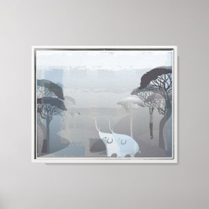 Blue Elephants of Serenity Canvas Print