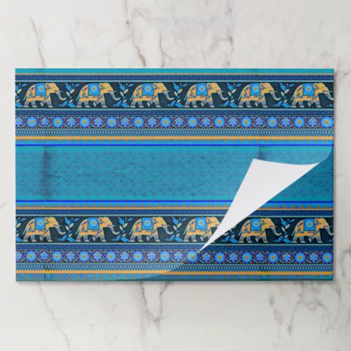 Blue elephants paper placemat