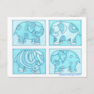 Blue Elephants Postcard