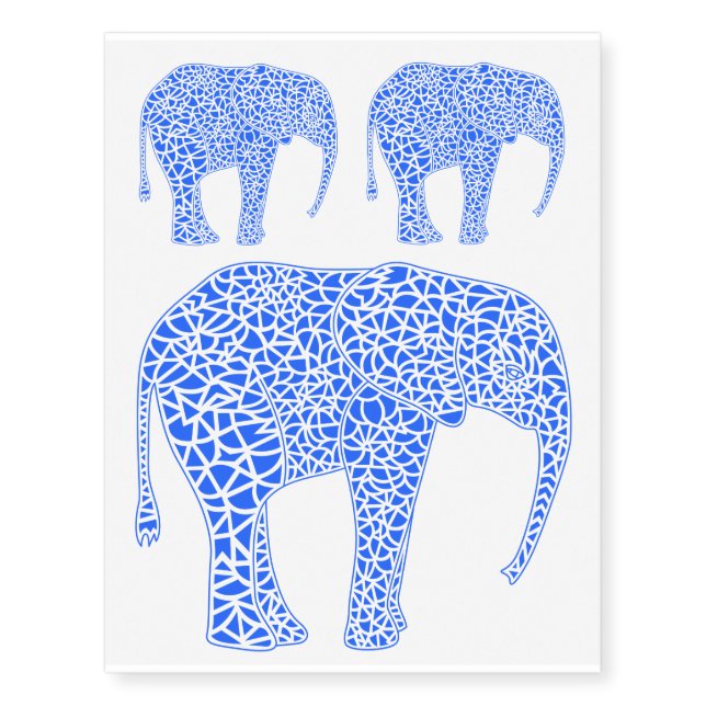 Blue Elephants - Temporary Tattoos (Front)