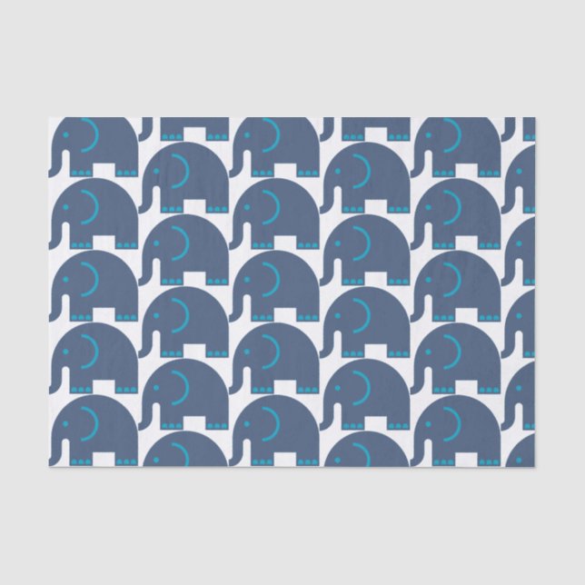 Blue Elephants Tissue Paper (Front)