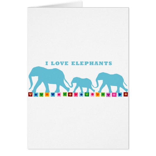 Blue Elephants Walking Cards (Front)