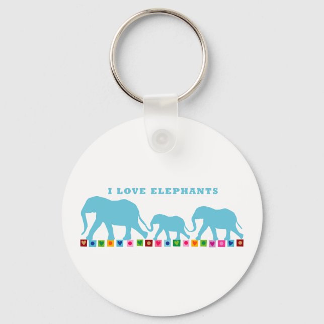Blue Elephants Walking Keychain (Front)