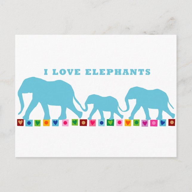 Blue Elephants Walking Postcard (Front)
