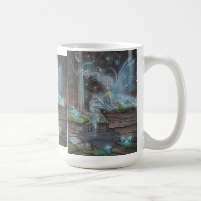 Blue Ember Fairy Fantasy Art Mug by Molly Harrison (Right)