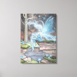 Blue Ember Fantasy Fairy Art Wrapped Canvas Print