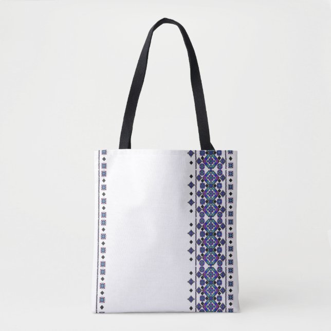 Blue Embroidery double-sided Tote Bag (Front)