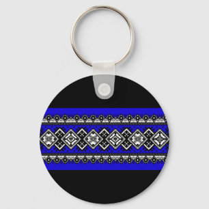 Blue Embroidery Keychain