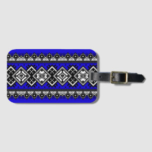 Blue Embroidery Luggage Tag