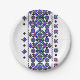 Blue Embroidery Paper Plates