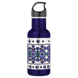 Blue Embroidery Stainless Steel Water Bottle