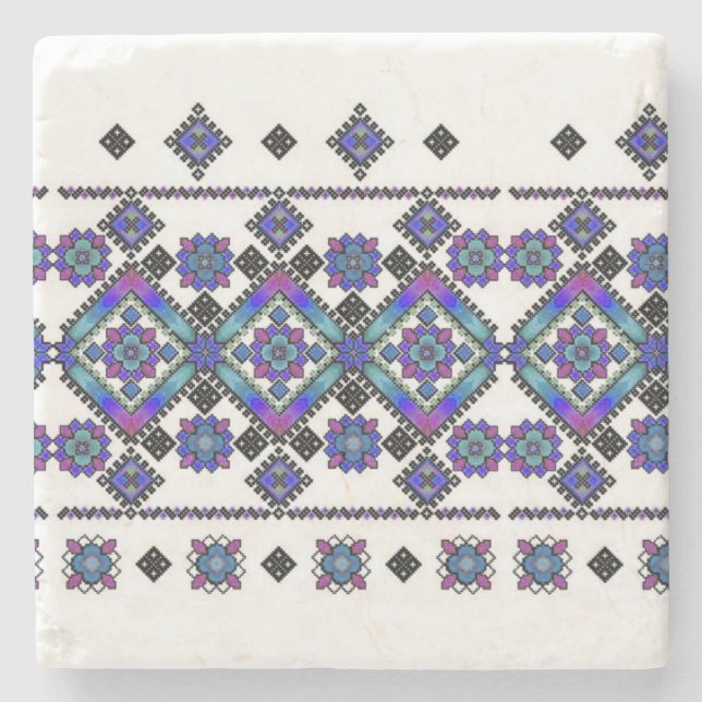 Blue Embroidery Stone Coaster (Front)