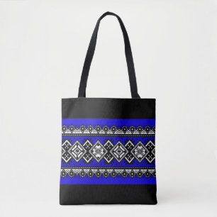 Blue Embroidery Tote Bag