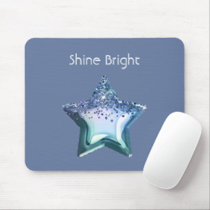 Blue Emerald Green Purple Glitter Star Mouse Pad