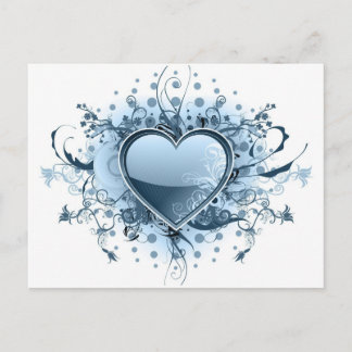 Blue Emo Heart  Postcard