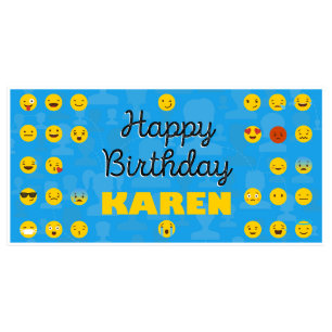 Blue Emoji Birthday Banner Party Decor