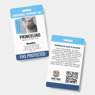 Blue Emotional Support Cat ID Badge