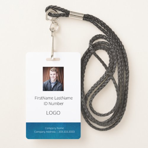 Blue Employee ID Badge with Barcode