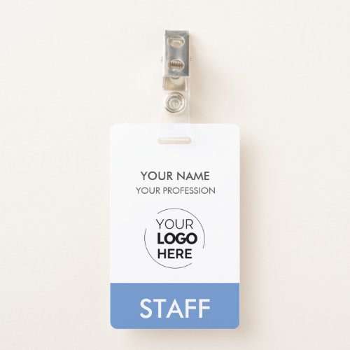 Blue Employee Name Business Logo Staff Tag  Badge