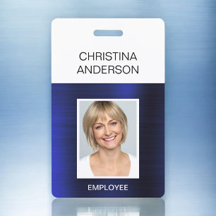 Blue Employee  - Name Photo Corporate Metallic Badge