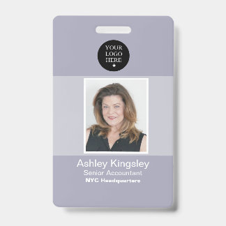 Blue Employee Photo Badge Corporate barcode