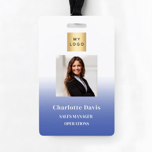 Blue employee photo ID company security Badge
