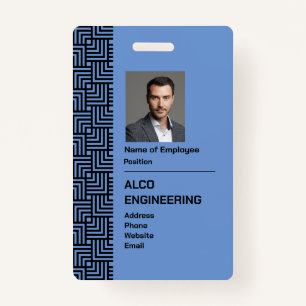 Blue Employee Photo Security Badge - Vertical