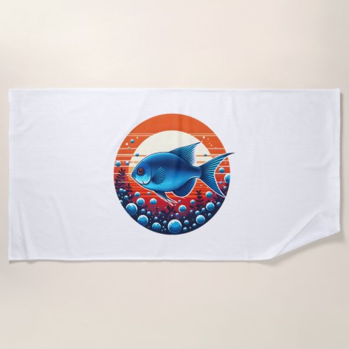 Blue Emporer Tetra Fish Beach Towel