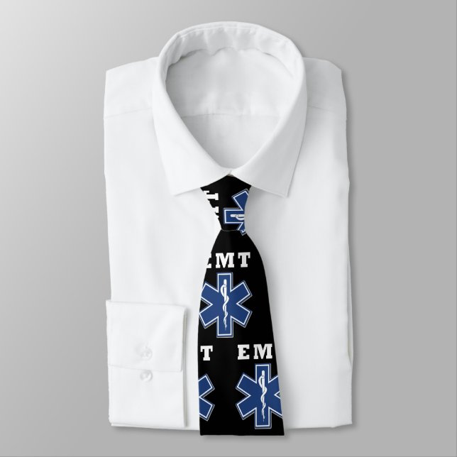 Blue EMT Star of Life   Neck Tie (Tied)