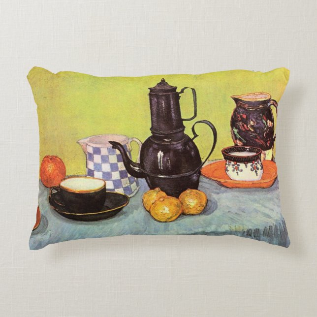 Blue Enamel Coffeepot by Vincent van Gogh Accent Pillow (Front)