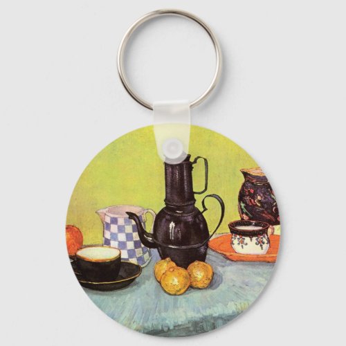 Blue Enamel Coffeepot by Vincent van Gogh Keychain