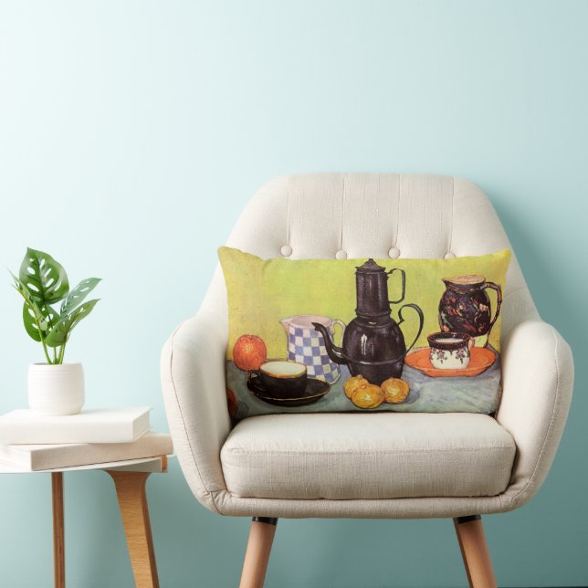 Blue Enamel Coffeepot by Vincent van Gogh Lumbar Pillow (Chair)