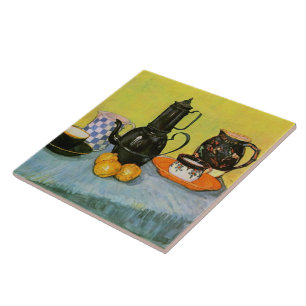 Blue Enamel Coffeepot Earthenware Van Gogh Fine Tile