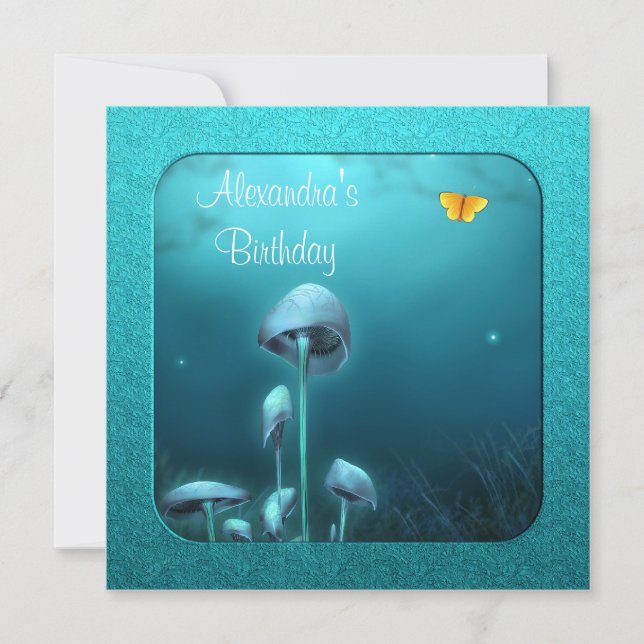 Blue Enchanted Fantasy Garden & Frame Event Invitation (Front)