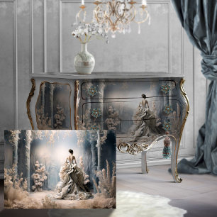 Blue Enchanted Paper Forest Elegant Woman Portrait