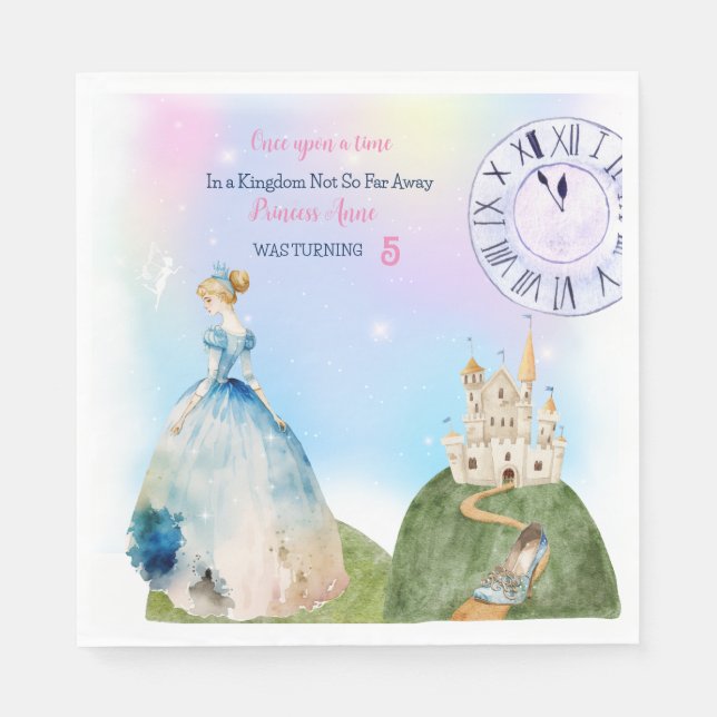 Blue enchanted princess Birthday  Napkins (Front)