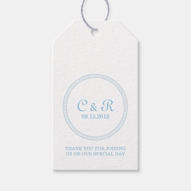 Blue Encircled Round Gift Tags (Front)