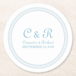 Blue Encircled Round Paper Coasters