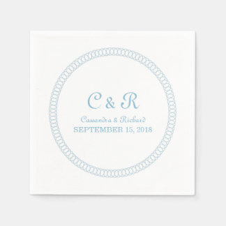 Blue Encircled Round Paper Napkins