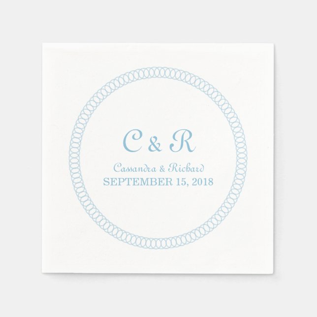 Blue Encircled Round Paper Napkins (Front)