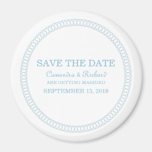 Blue Encircled Round Save the Date Magnet