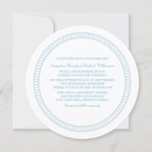 Blue Encircled Round Wedding Invite