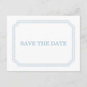 Blue Encircled Ticket Save the Date Postcard