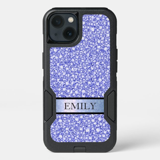 Blue Encrusted Diamonds Glitter Otterbox iPhone Case (Back)