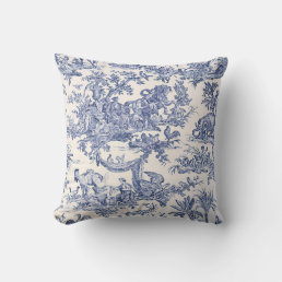 Blue English - French Toile Classic Elegance Throw Pillow