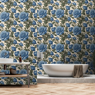 Blue English Roses, Wallpaper